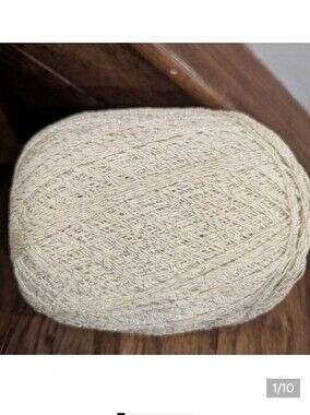 Cream crochet Thread Spool with Silver Accents Approx 1500 Meters